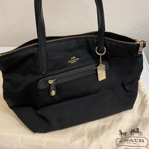 Black Coach linen handbag